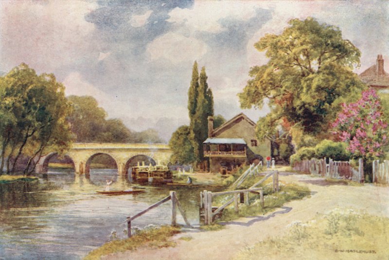 Maidenhead Bridge (väri litho) tekijältä Ernest William Haslehust