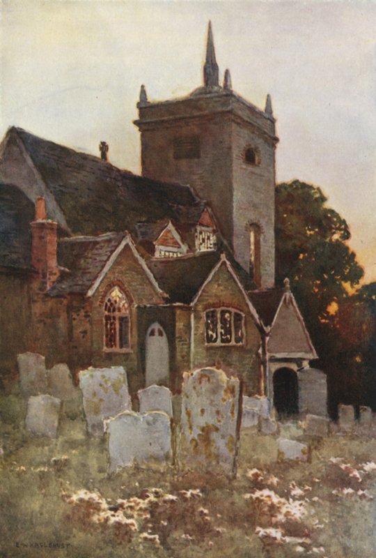 Minsteadin kirkko (väri litho) tekijältä Ernest William Haslehust