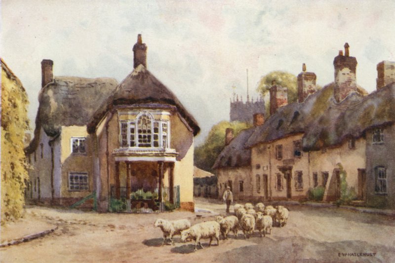 Puddletown (väri litho) tekijältä Ernest William Haslehust
