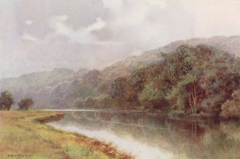Thames-joki: Cliveden Woods (värilitografia). tekijältä Ernest William Haslehust