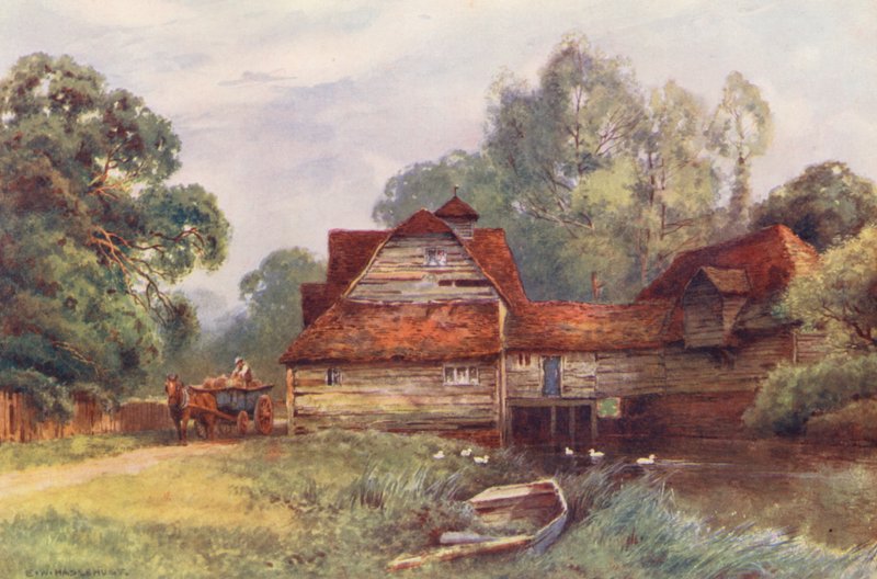 Thames-joki: Mapledurham Mill (värilitra) tekijältä Ernest William Haslehust