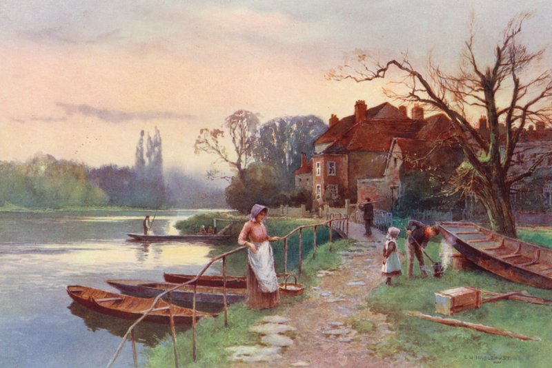 Thames-joki: Stainesin lähellä (värilitro) tekijältä Ernest William Haslehust