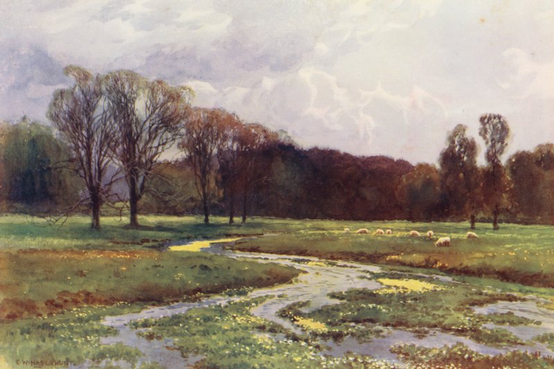 Thames-joki: Thames Head (värilitro) tekijältä Ernest William Haslehust