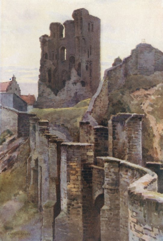 Scarborough Castle (väri litho) tekijältä Ernest William Haslehust