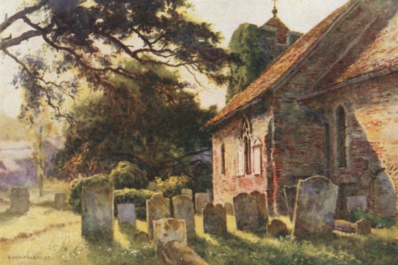 Pyhän Martinuksen kirkko (väri litho) tekijältä Ernest William Haslehust
