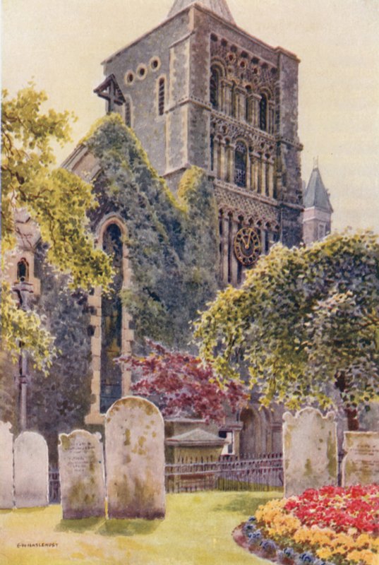 Pyhän Marian kirkko, Dover (väri litho) tekijältä Ernest William Haslehust