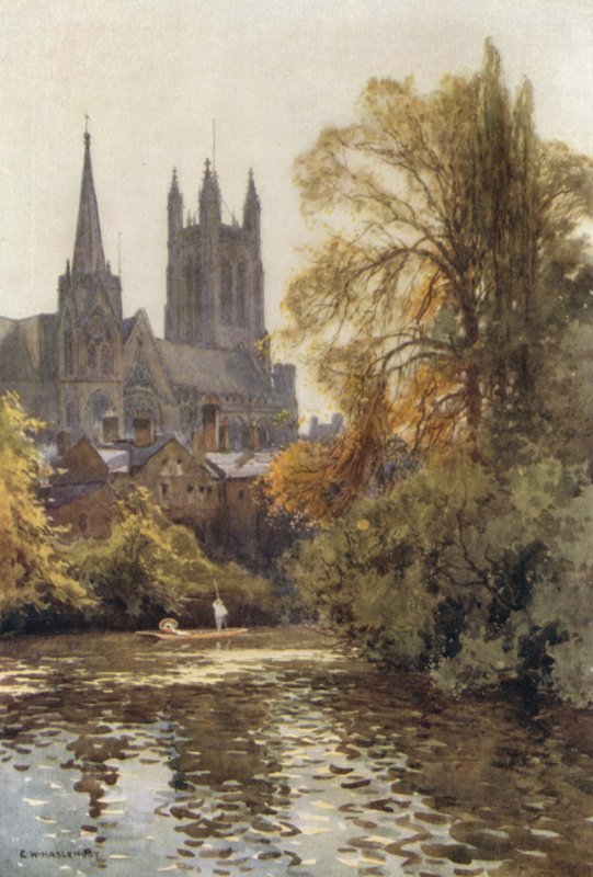 The Leam at Leamington (väri litho) tekijältä Ernest William Haslehust