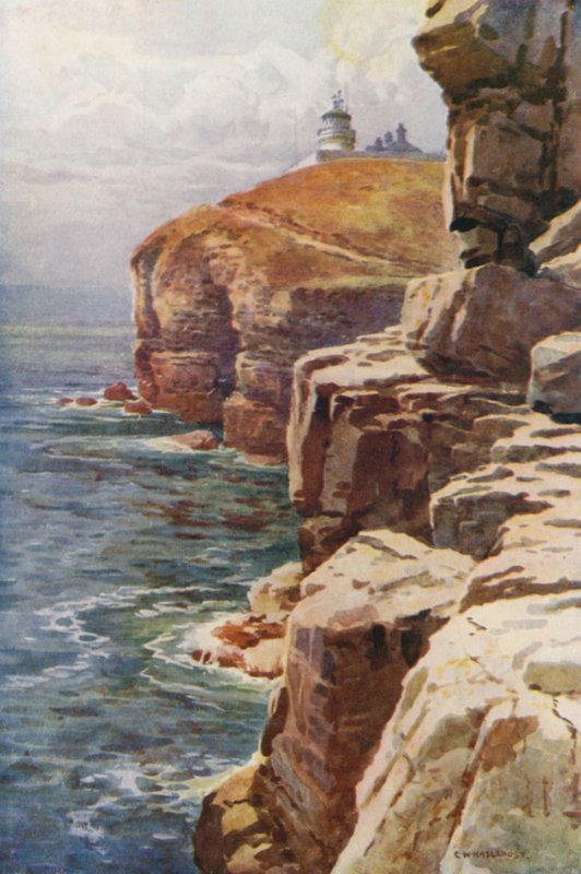 Majakka, Anvil Point (väri litho) tekijältä Ernest William Haslehust