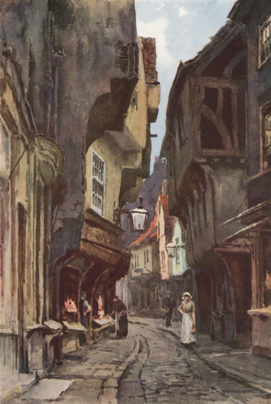 The Shambles (väri litho) tekijältä Ernest William Haslehust