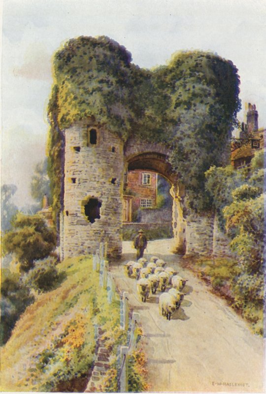 Strand Gate, Winchelsea (väri litho) tekijältä Ernest William Haslehust