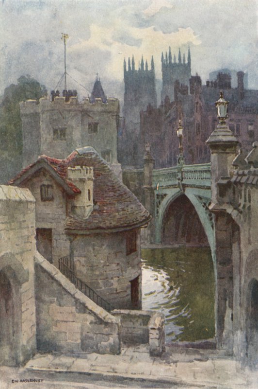 Vesiportit, Lendalin silta (väri litho) tekijältä Ernest William Haslehust