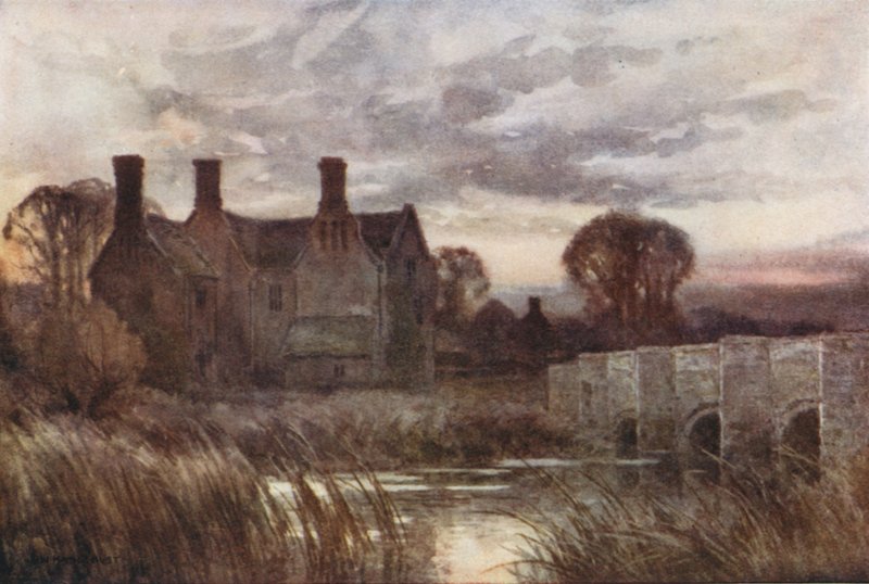 Villatalo (väri litho) tekijältä Ernest William Haslehust