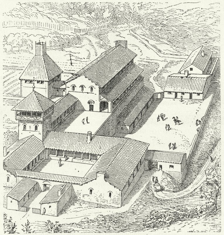 Merovingien kuninkaallinen palatsi tekijältä Eugene Emmanuel after Viollet le Duc