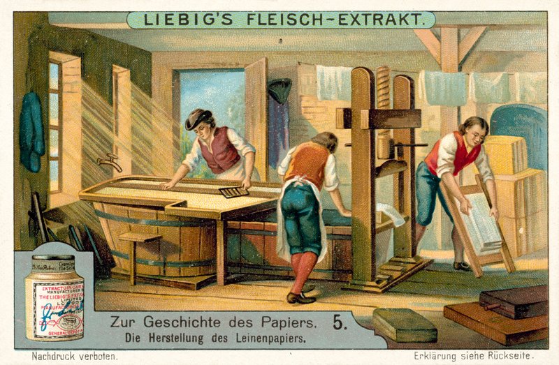Pellavapaperin valmistus (chromolitho) tekijältä European School