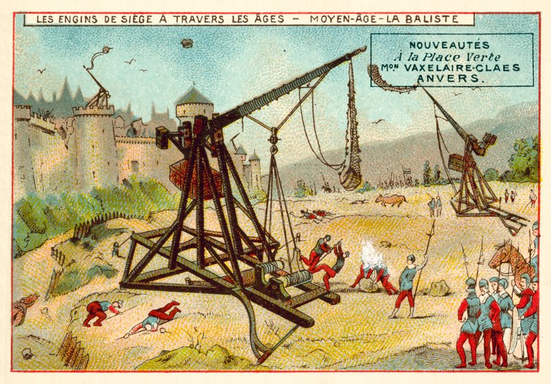 Keskiaikainen trebuchet (chromolitho) tekijältä European School