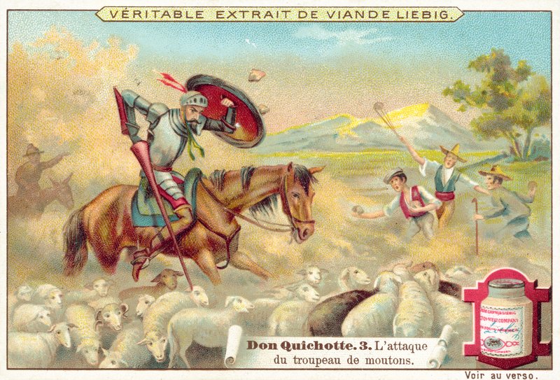 Kohtaus Don Quijotesta (chromolitho) tekijältä European School