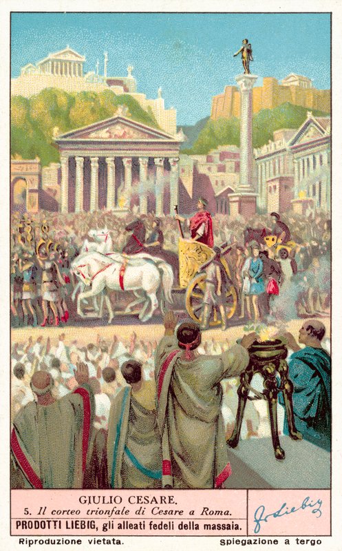 Julius Caesarin voitto (chromolitho) tekijältä European School