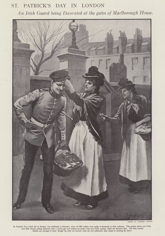 Pyhän Patrickin päivä Lontoossa (litho) tekijältä Everard Hopkins