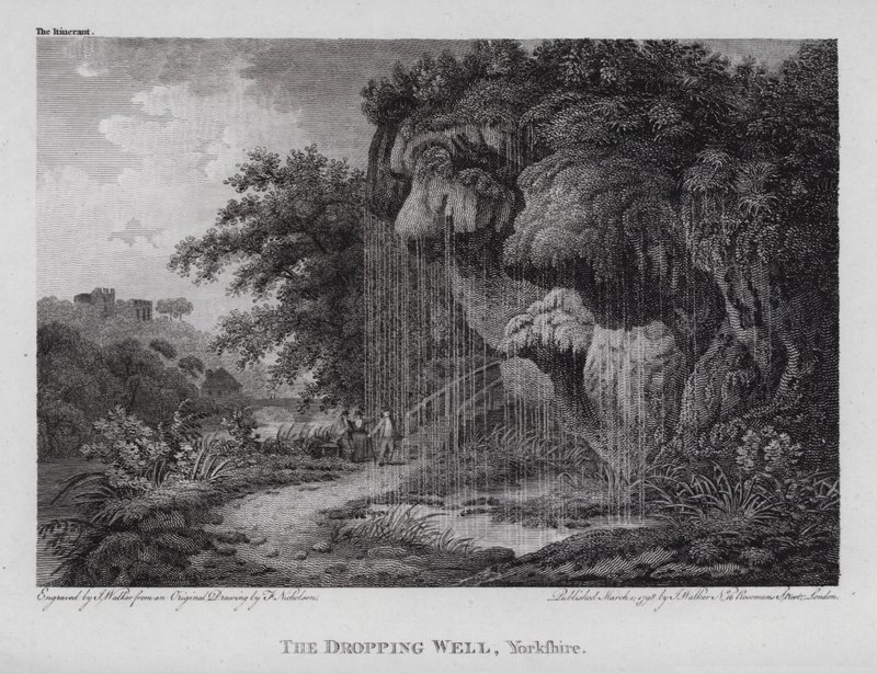 Pudottava kaivo, Yorkshire (kaiverrus) tekijältä F. (after) Nicholson