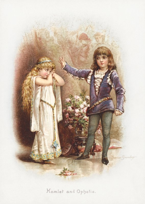 Hamlet ja Ophelia (chromolitho) tekijältä Frances Brundage
