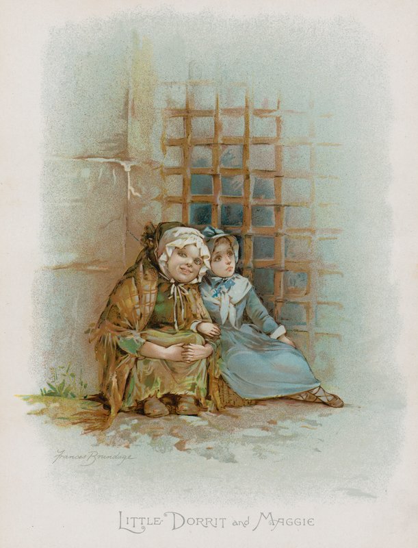 Pikku Dorrit ja Maggie (chromolitho) tekijältä Frances Brundage