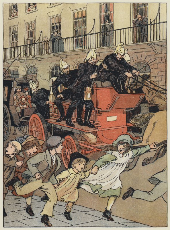 Lontoo: A Fire-Engine (värilitografia). tekijältä Francis Donkin Bedford