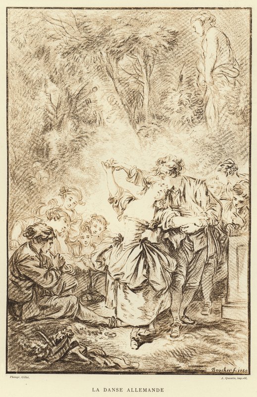 Saksalainen tanssi (kaiverrus) tekijältä Francois (after) Boucher