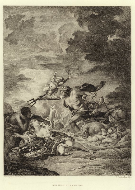Neptune et Amymone (kaiverrus) tekijältä Francois (after) Boucher
