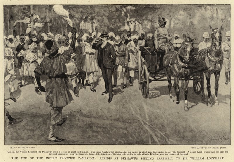 Indian Frontier -kampanjan loppu, Afridis Peshawurissa jätti hyvästit Sir William Lockhartille tekijältä Frank Craig