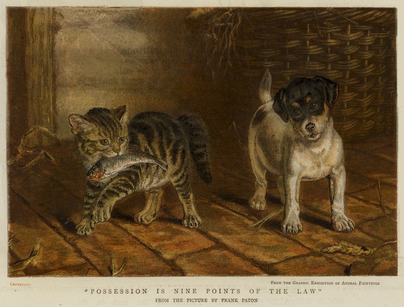 Omistus on yhdeksän lain kohtaa (chromolitho) tekijältä Frank Paton