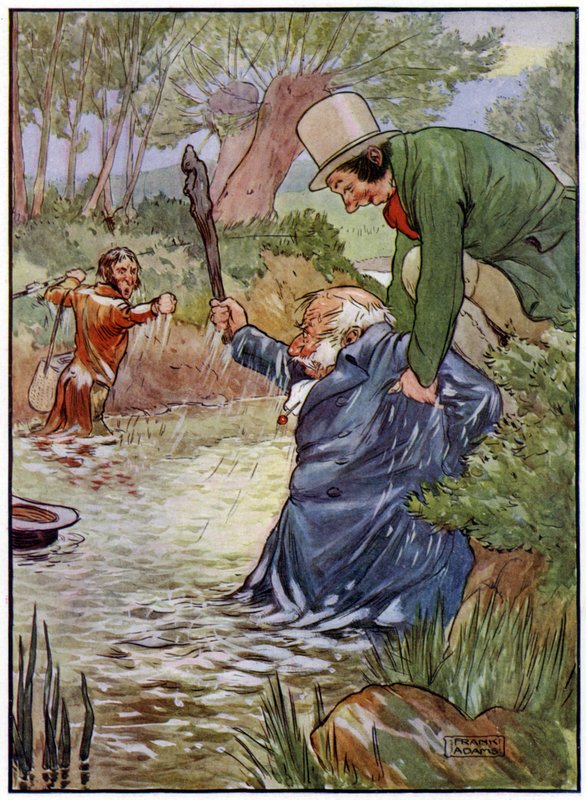Kolme iloista kalastajaa (väri litho) tekijältä Frank Adams
