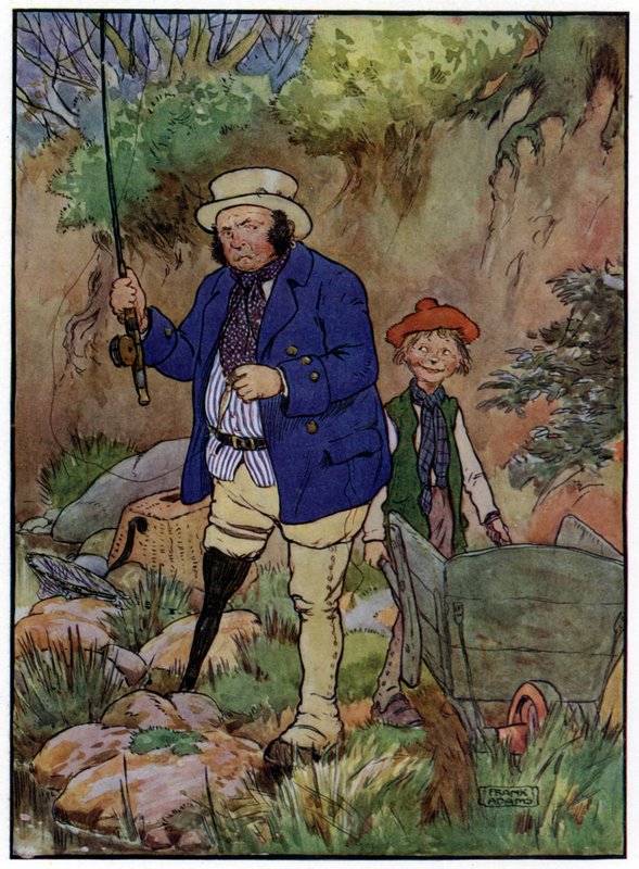 Kolme iloista kalastajaa (väri litho) tekijältä Frank Adams