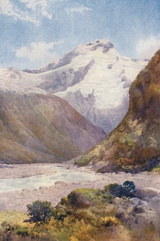 Uusi-Seelanti: Mount Sefton (värilitra): Mount Sefton (värilitra) tekijältä Frank H Wright