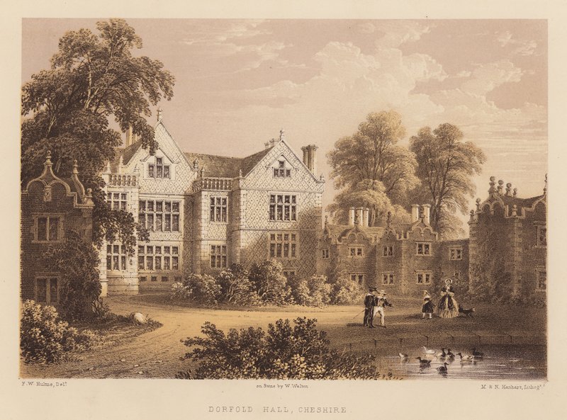 Dorfold Hall, Cheshire (akvatinta) tekijältä Frederick William Hulme