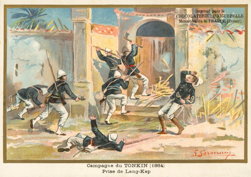 Ranskalaiset sotilaat vangitsemassa Kepin, Tonkinin, Kiinan ja Ranskan sota, 1884 tekijältä French School