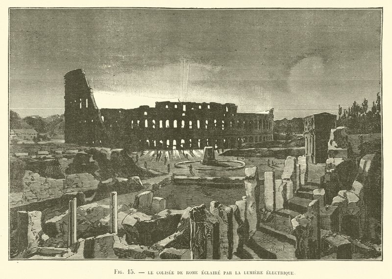Rooman Colosseum sähkövalolla tekijältä French School