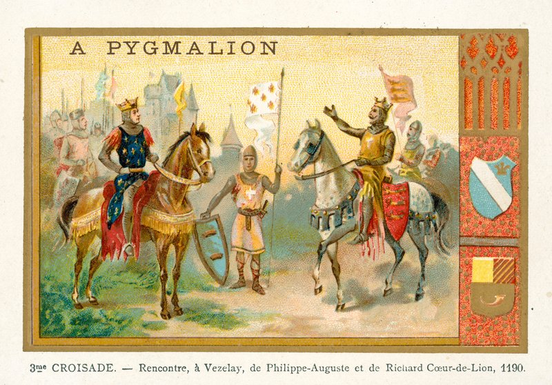 Philip Augustuksen ja Richard Leijonasydämen tapaaminen Vezelayssa, 3. ristiretki, 1190 tekijältä French School