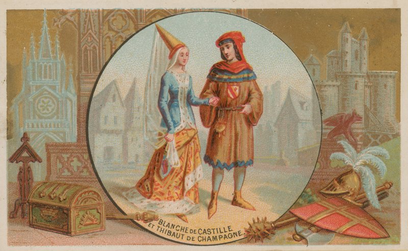 Blanche of Castille ja Thibaut of Champagne tekijältä French School