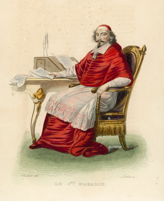 Cardinal Mazarin (värillinen kaiverrus) tekijältä French School