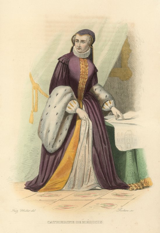 Catherine de Medici (värinen kaiverrus) tekijältä French School