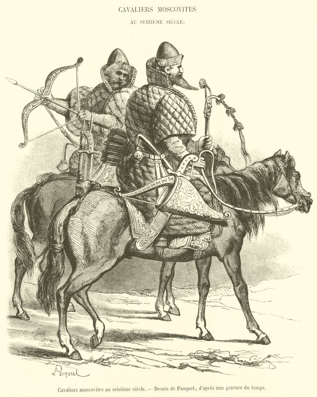 Moskovilaiset ratsumiehet 1500-luvulla (kaiverrus) tekijältä French School