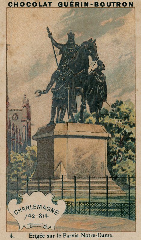 Charlemagne, 742-814, pystytetty Parvis Notre-Damelle tekijältä French School