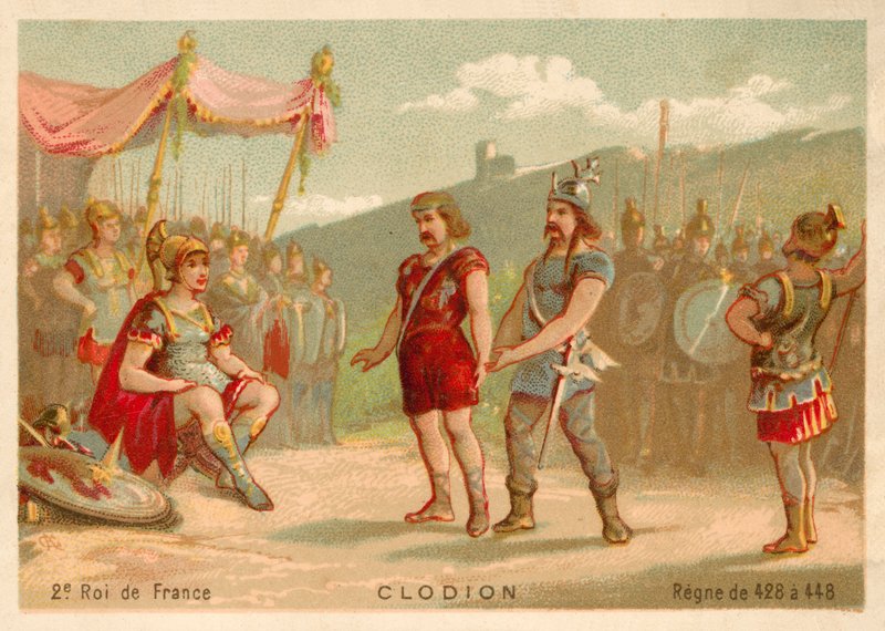 Chlodio, salialaisfrankkien kuningas (chromolitho) tekijältä French School