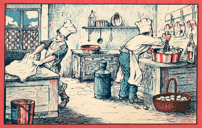 Keittiössä työskentelevät kokit (chromolitho) tekijältä French School