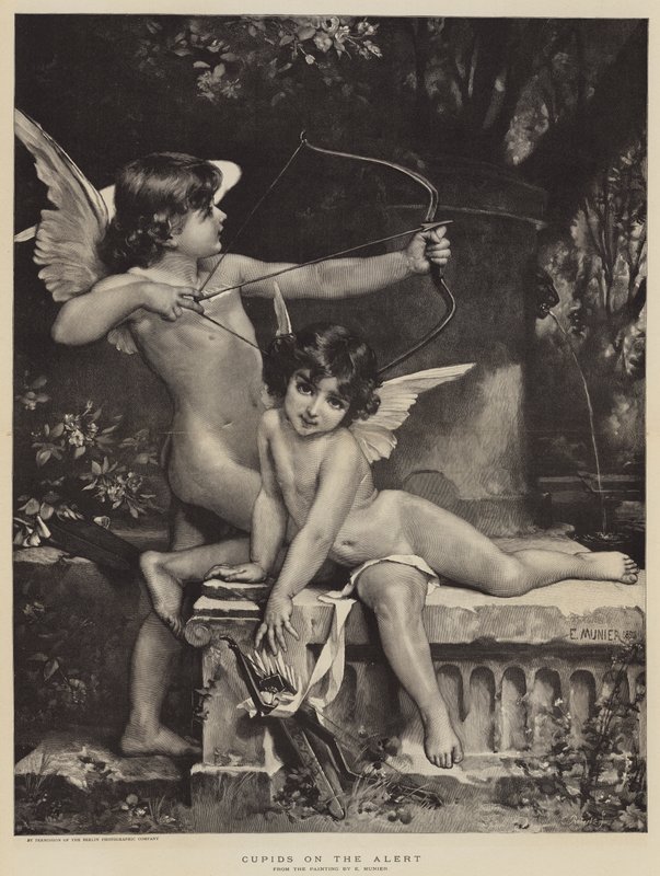 Cupids on hereillä (kaiverrus) tekijältä French School