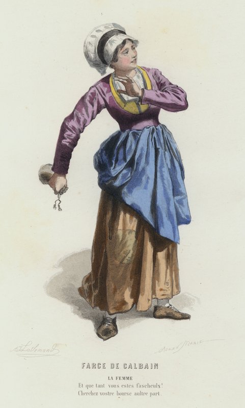 Farce De Calbain (värillinen kaiverrus) tekijältä French School