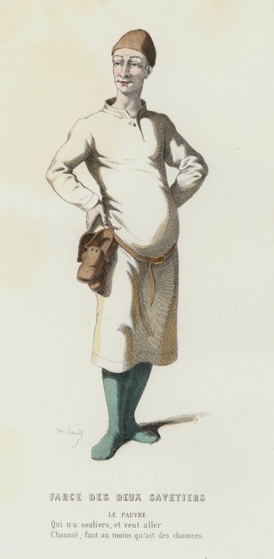 Farce Des Deux Savetiers (värillinen kaiverrus) tekijältä French School