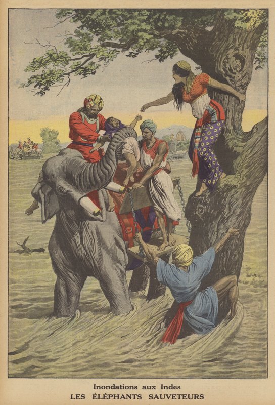 Tulvat Intiassa (väri litho) tekijältä French School
