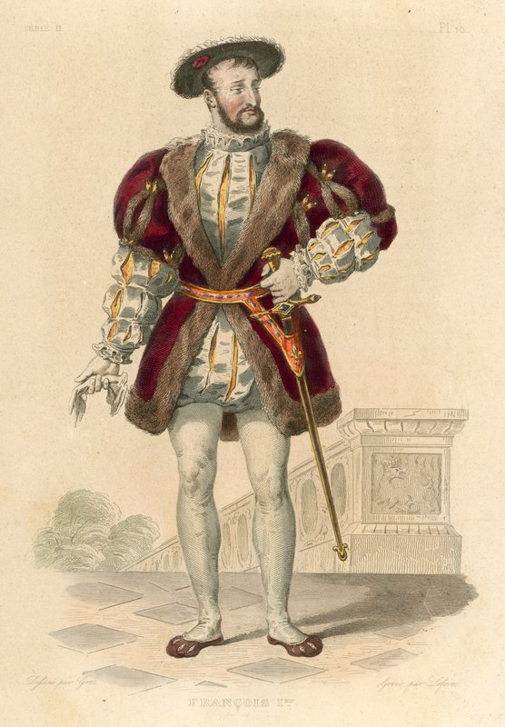 Francois Premier (värillinen kaiverrus) tekijältä French School