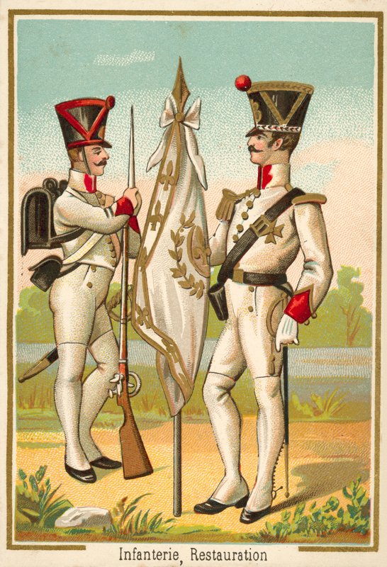 Ranskan restauraation jalkaväki (chromolitho) tekijältä French School